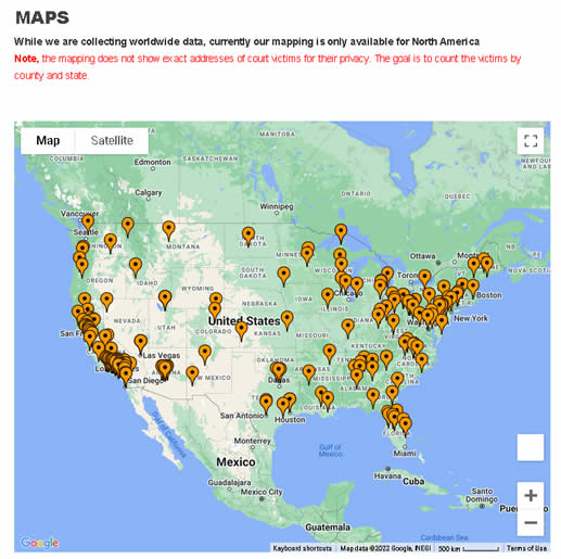 Map national court victim database